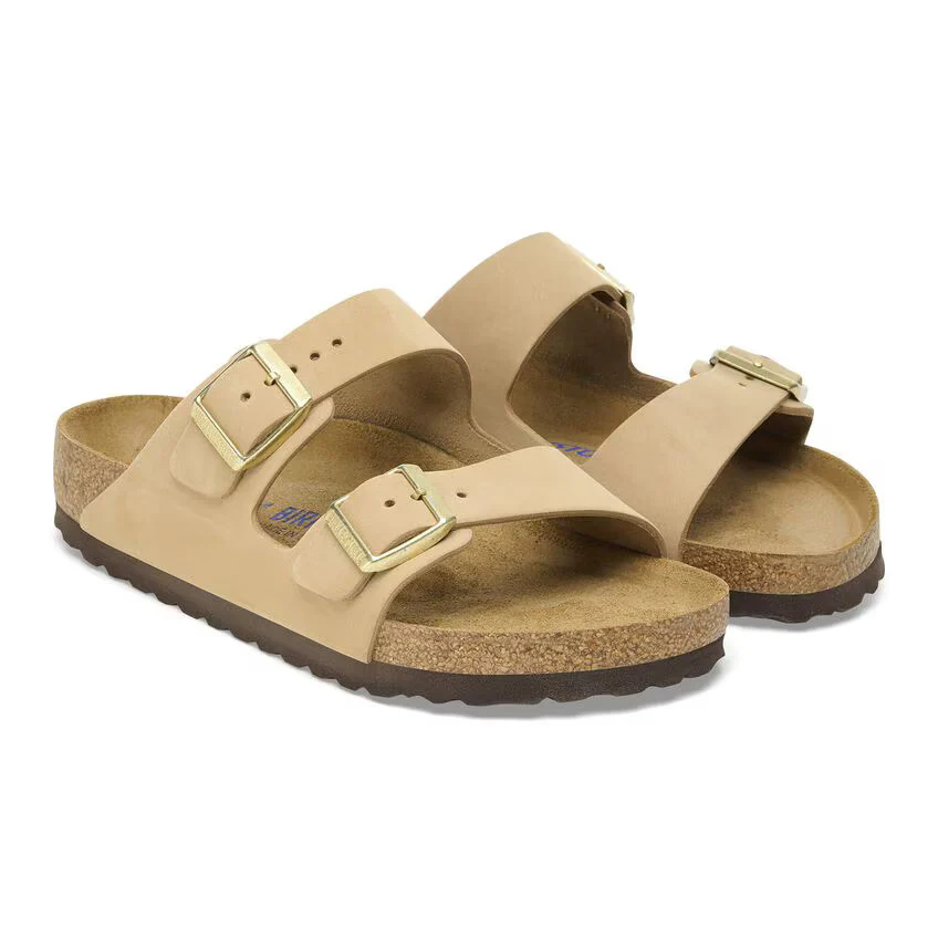 Birkenstock Women's Arizona Nubuck Soft Footbed Sandcastle 1019013 - Image 4