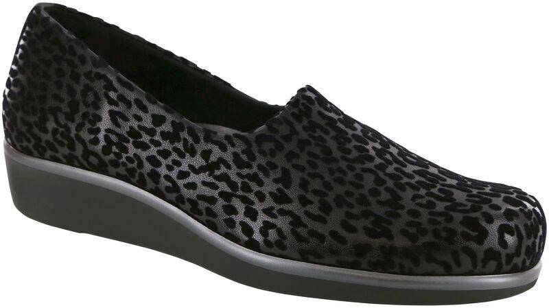 SAS Women's Bliss Black Leopard Slip-On