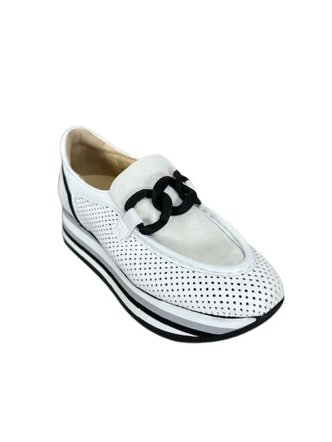 Softwaves Women's Cassie Platform Loafers White Ice