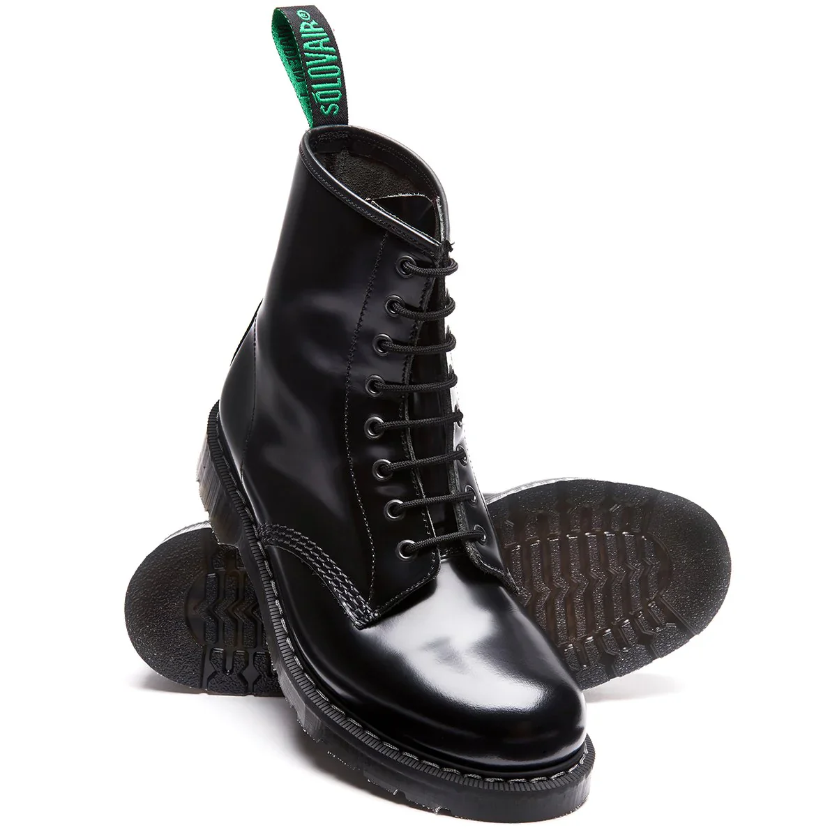 Solovair 8 Eye Derby Boot S8-551-BK-G Hi-Shine Black