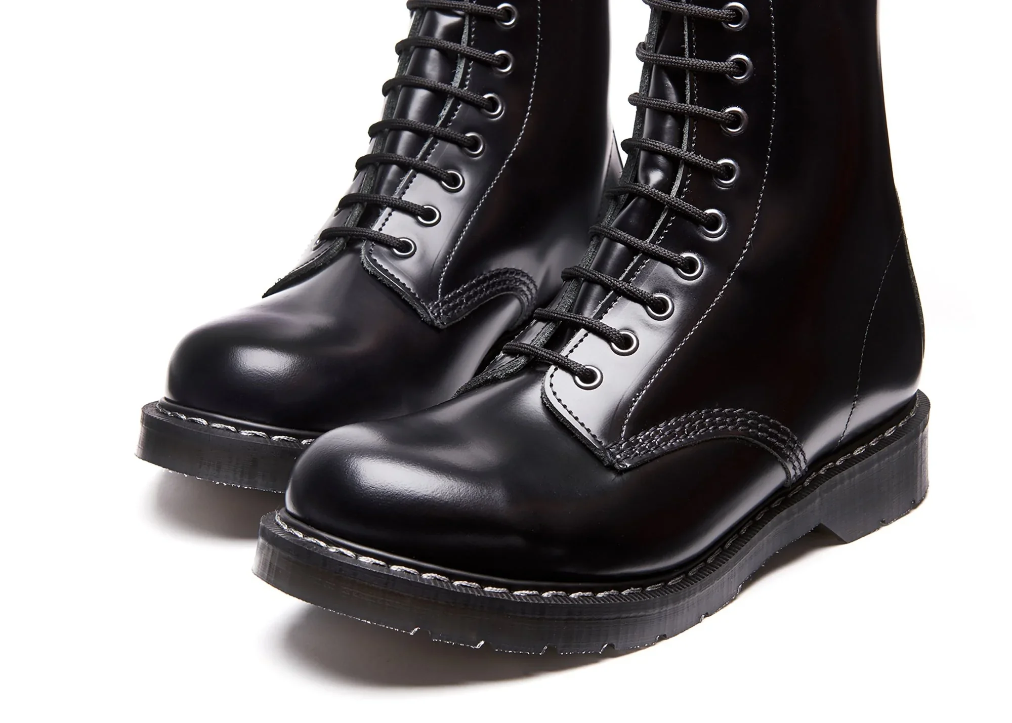 Solovair 8 Eye Derby Boot S8-551-BK-G Hi-Shine Black - Image 3