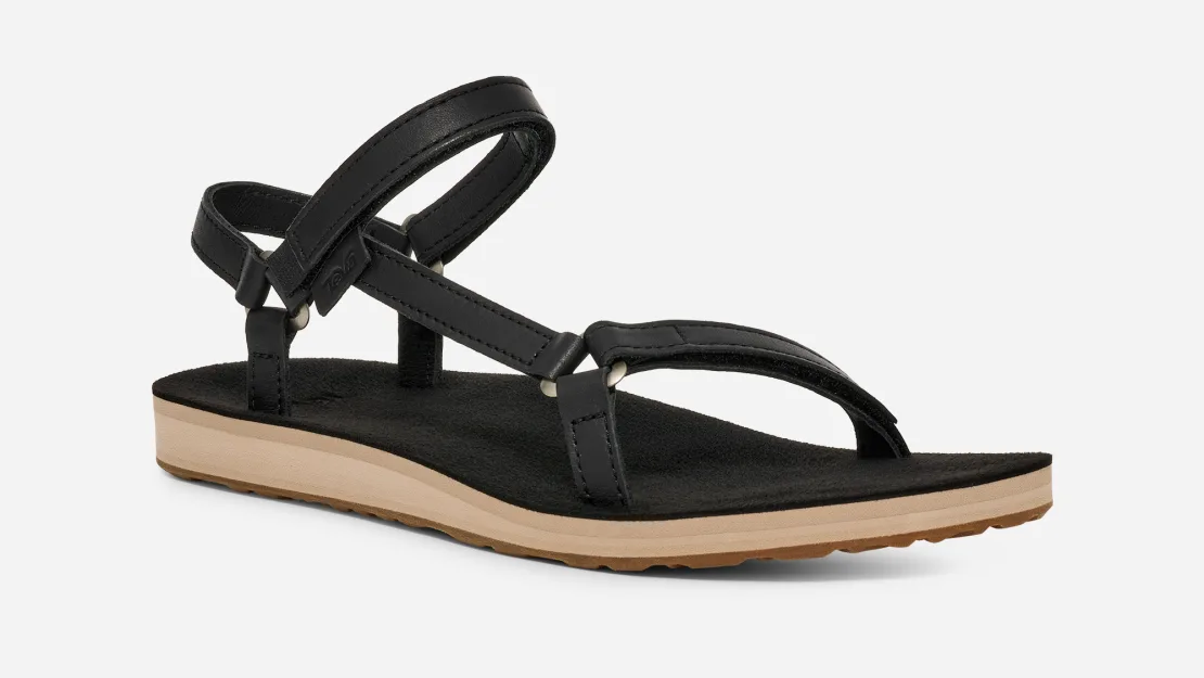 Teva Women's Original Universal Slim Leather Black Tan - Image 2