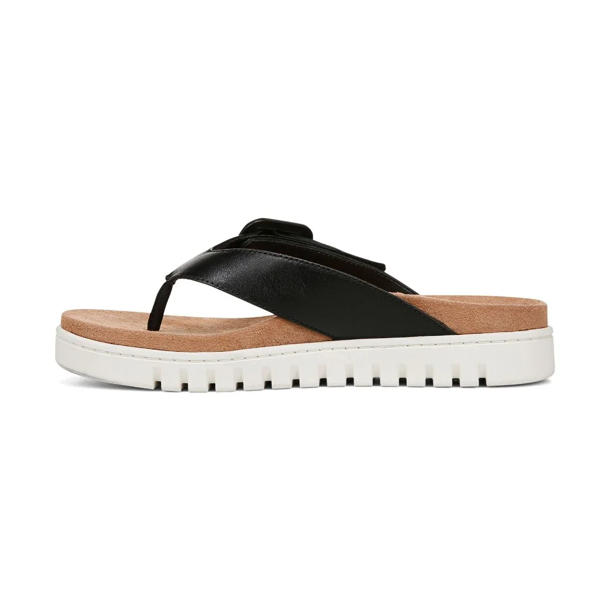 Vionic Women's Uptown Marin Toe Post Sandal Black Leather - Image 3