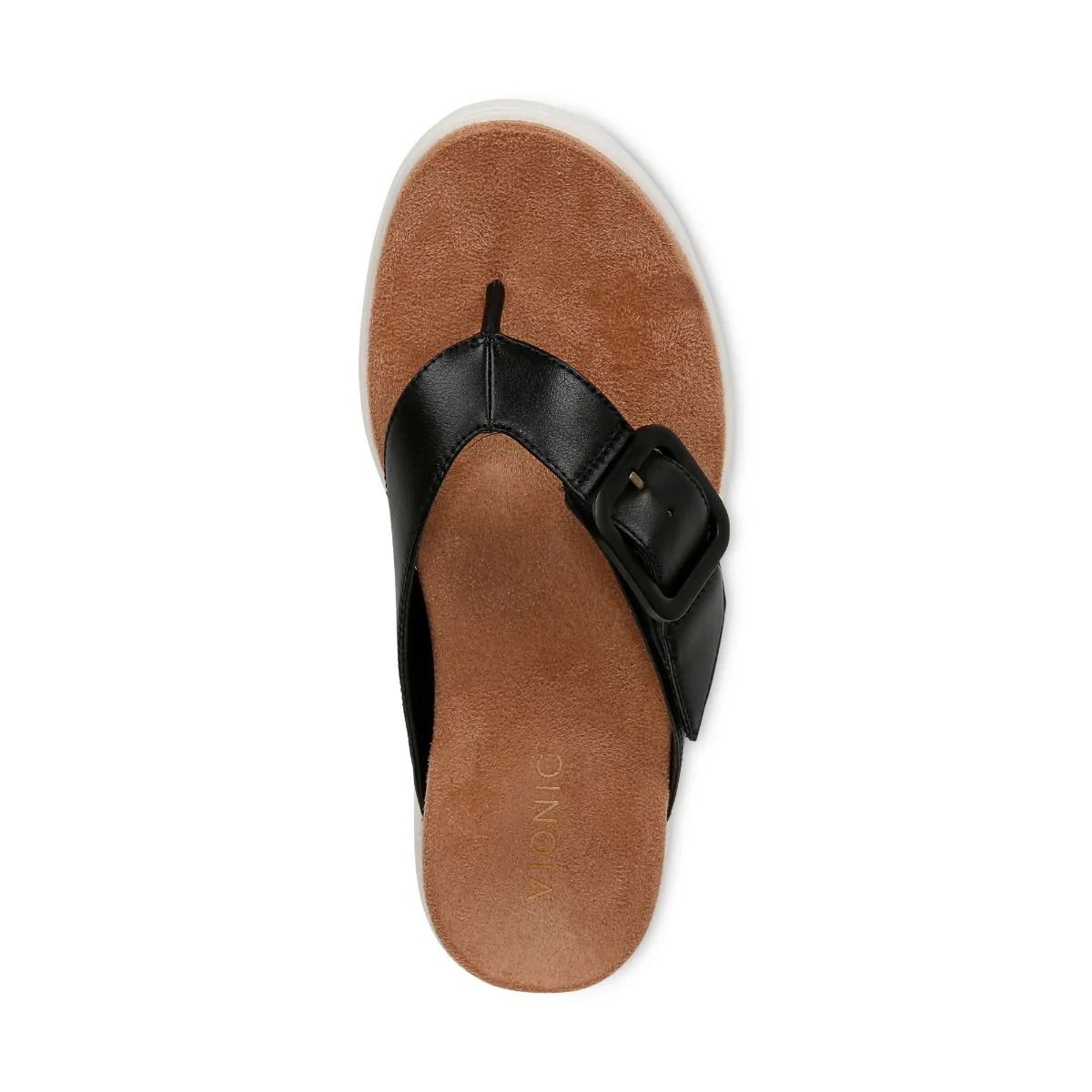 Vionic Women's Uptown Marin Toe Post Sandal Black Leather - Image 5