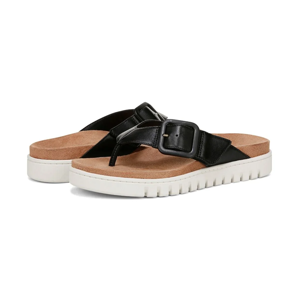 Vionic Women's Uptown Marin Toe Post Sandal Black Leather - Image 7